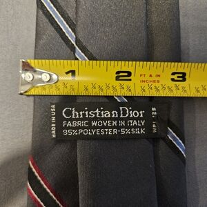 Dior Navy Tie with Blue and Red Stripe Accents